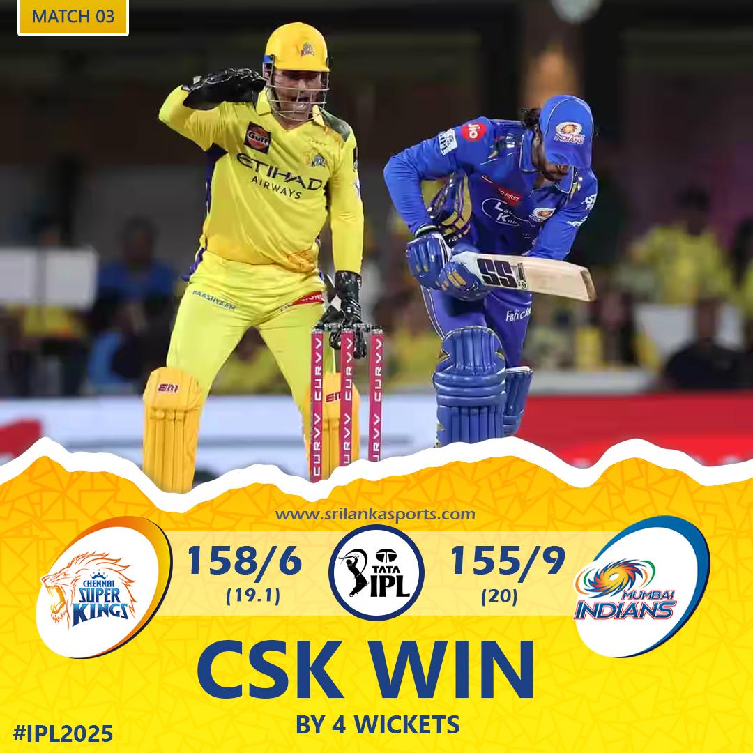 IPL 2025-Match 03, CSK v MI: CSK Register Easy 4-Wicket Win As MI ...